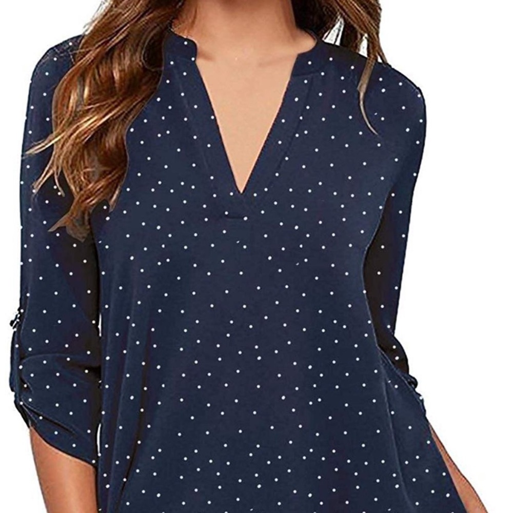 Roswear Navy Polka Dot Blouse